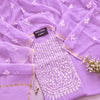 Lavender Kota Doria embroidered dress material with dupatta