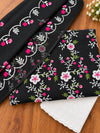 Black Kota Doria Embroidered Dress Material with Dupatta