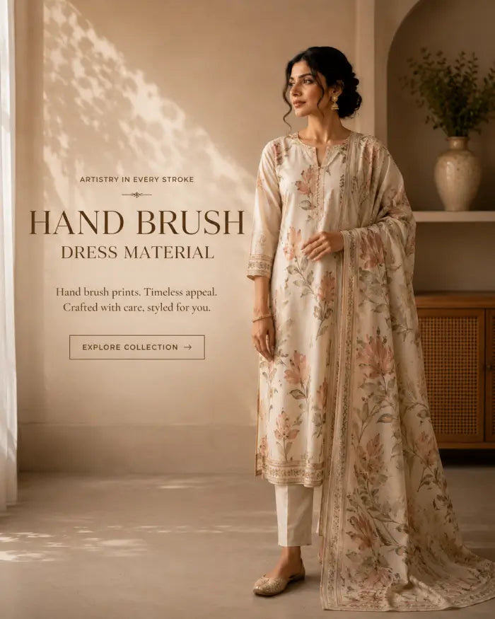 Hand Brush Dress Material