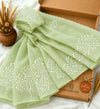 Mint Green Kota Doria Embroidered Saree with Floral Vine Motifs