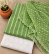 Meadow Green Kota Doria Printed Dress Material with Embroidered Cotton Bottom