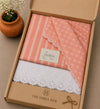 Blush Peach Kota Doria Printed Dress Material with Embroidered Cotton Bottom