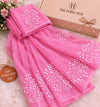 Blush Pink Kota Doria Embroidered Saree with Delicate Floral Motifs