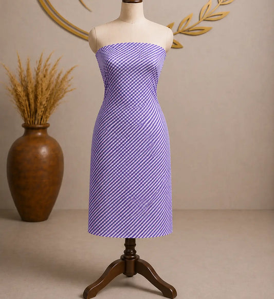 Lavender Leheriya Kota Doria Dress Material with Printed Dupatta