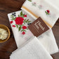 White Kota Doria Dress Material with Embroidered Cotton Bottom & Floral Embroidered Dupatta – Red & White