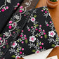 Black Kota Doria Embroidered Dress Material with Dupatta